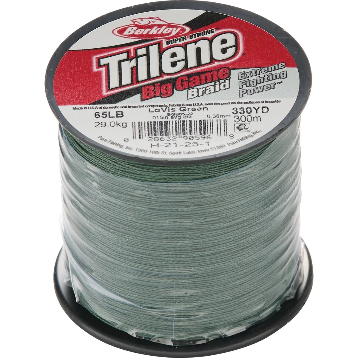 Fine Berkley Trilene Big Game Braid 65 Lb. 328 Yd. Lo-Vis Green Fishing Line Detailed