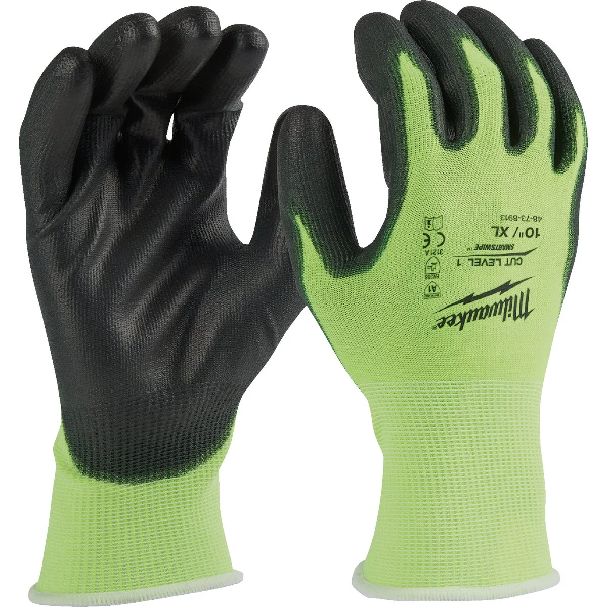 Safe Milwaukee Unisex Medium High Visibility Cut Level 1 Dipped Glove Practical