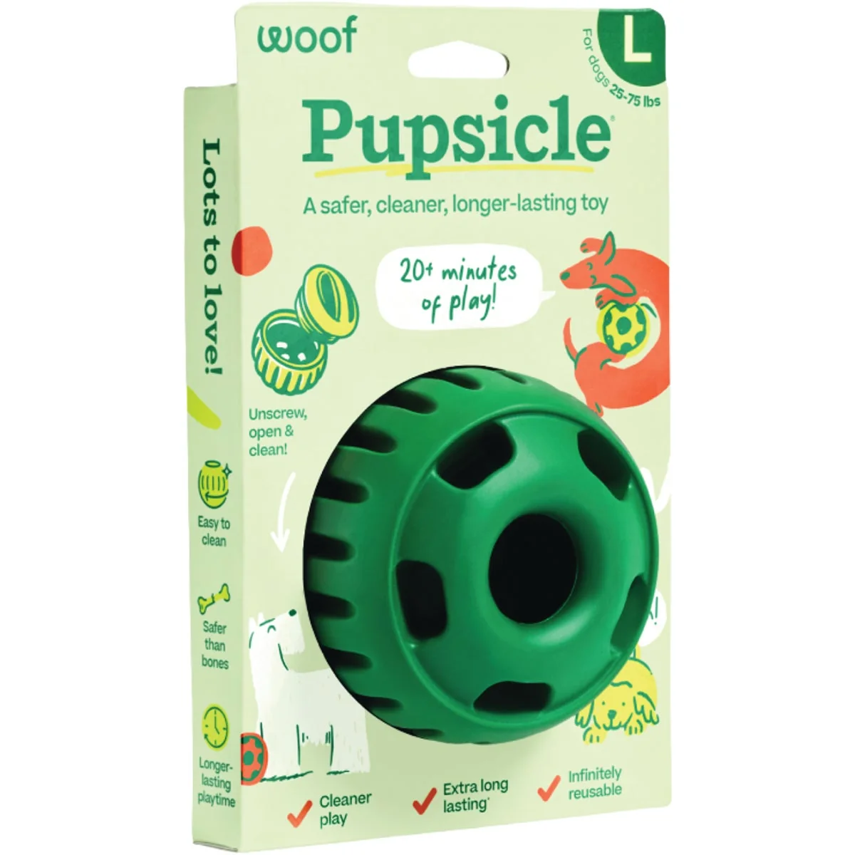 Breathable Woof Pupsicle Large Green Dog Toy Next-Generation
