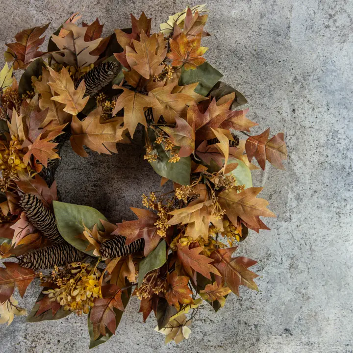 Elite 24-Inch Harvest Mixed Leaf Wreath Innovative