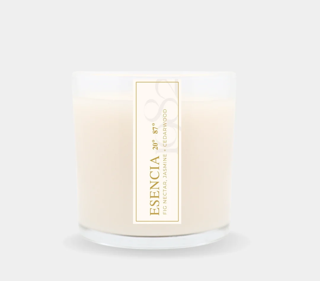 Stylish Esencia 20° 87° 14 oz Double Wick – Notes Fig Nectar Cedarwood Citron Zest Benzoin Musk Original Design