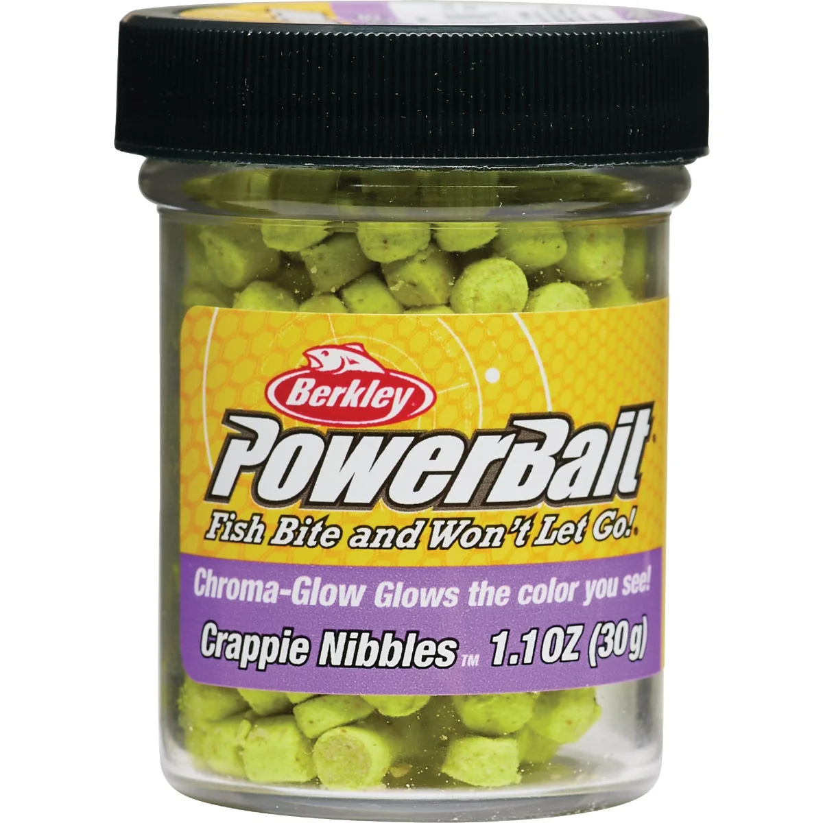 Casual Berkley PowerBait Chroma-Glow Crappie Nibbles Glow Chartreuse Proven
