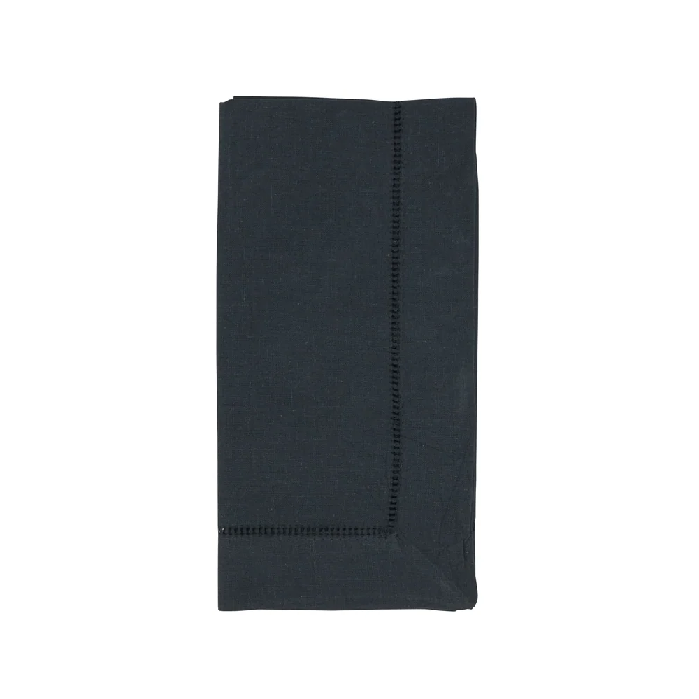 Authentic Hemstitched Napkin Black Practical