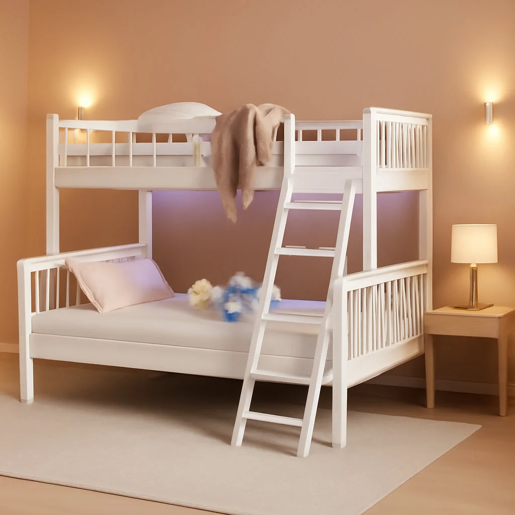 High-Quality White Luxurious Hardwood Space Saving Bunk Bed Twin Sophisticated