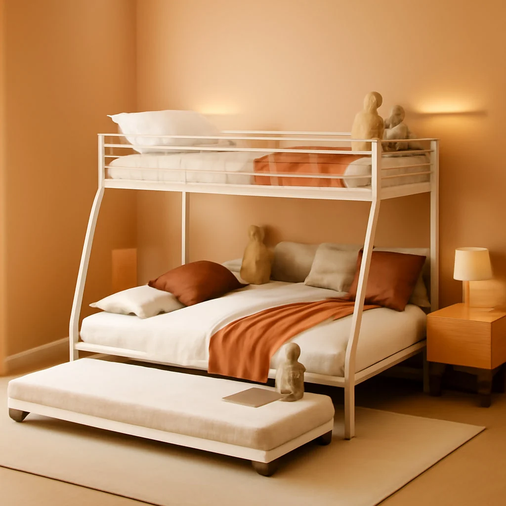 Convenient Twin Over Full Bunk Bed Heavy-Duty Metal Alloy Frame First-Class