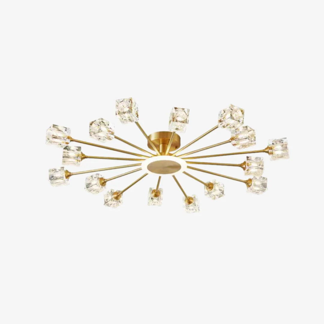 Luxury Rectangular Crystal Ceiling Lamp Green