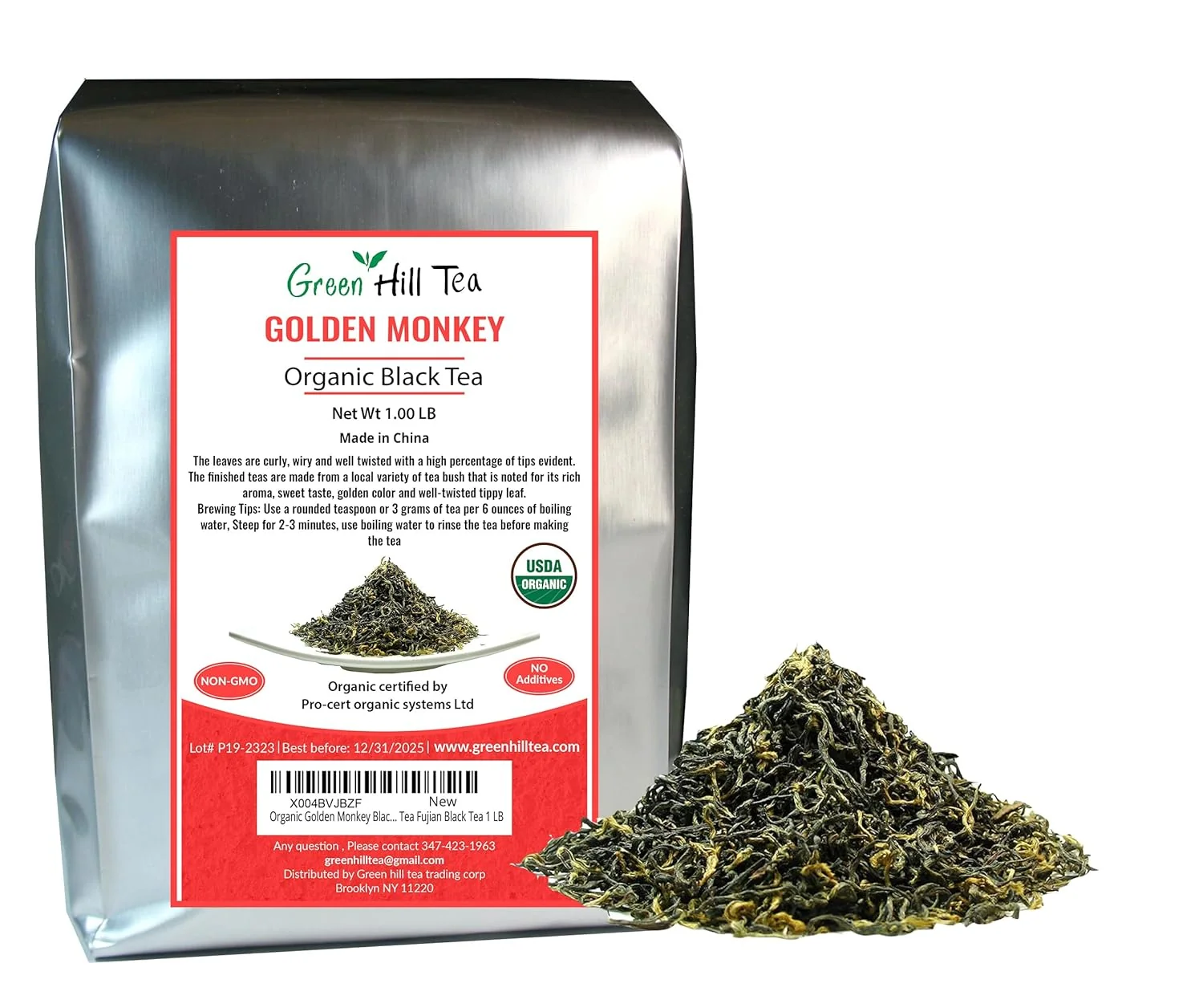 Convenient Greenhilltea Organic Golden Monkey Black Tea Premium Loose leaf Tea Fujian Black Tea 1 LB Minimalist