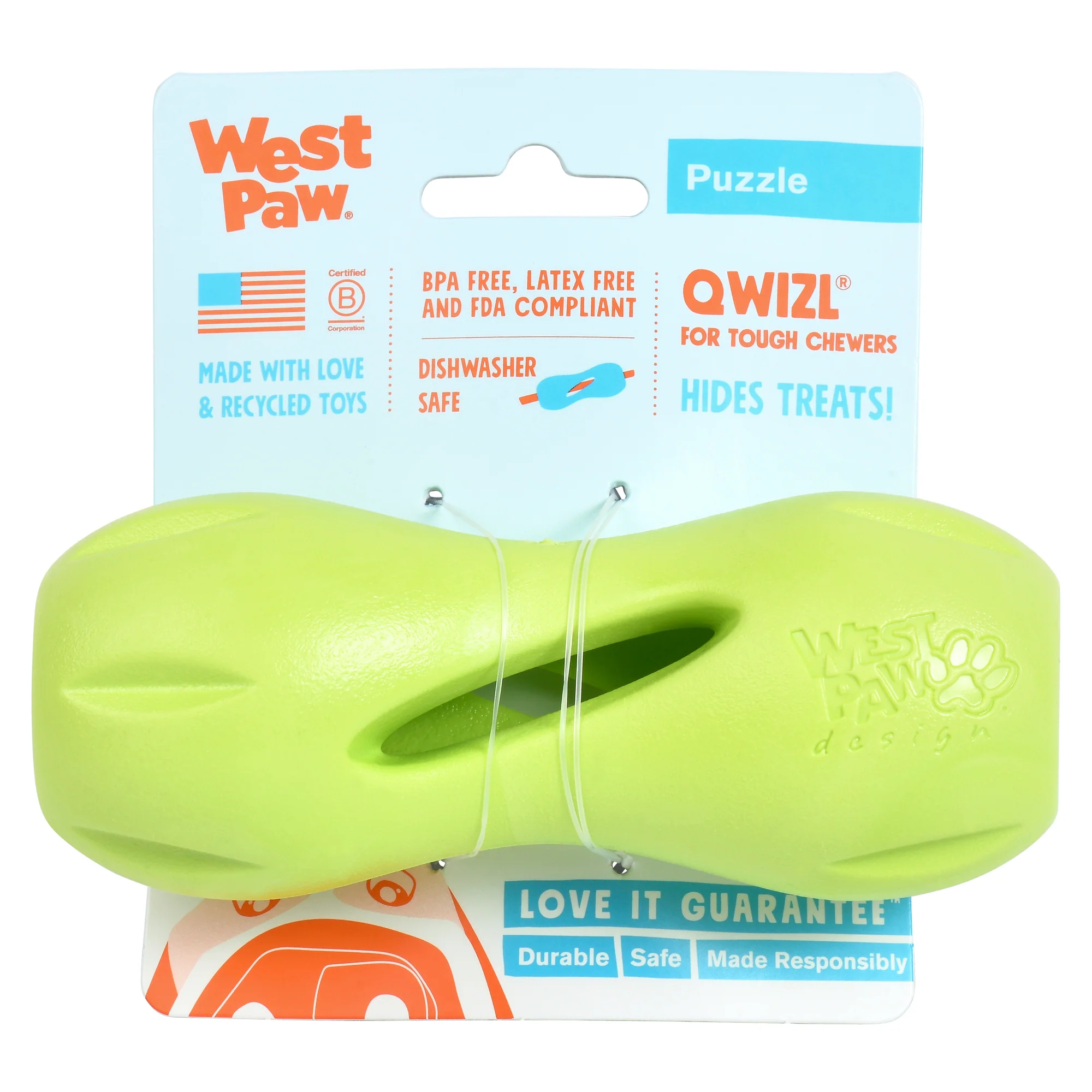 Outstanding West Paw Qwizl® Integrative Dog Toy Puzzle Treat Extender Promoting Cognitive Support made from Zero-Waste Plastic – Small Prestigious