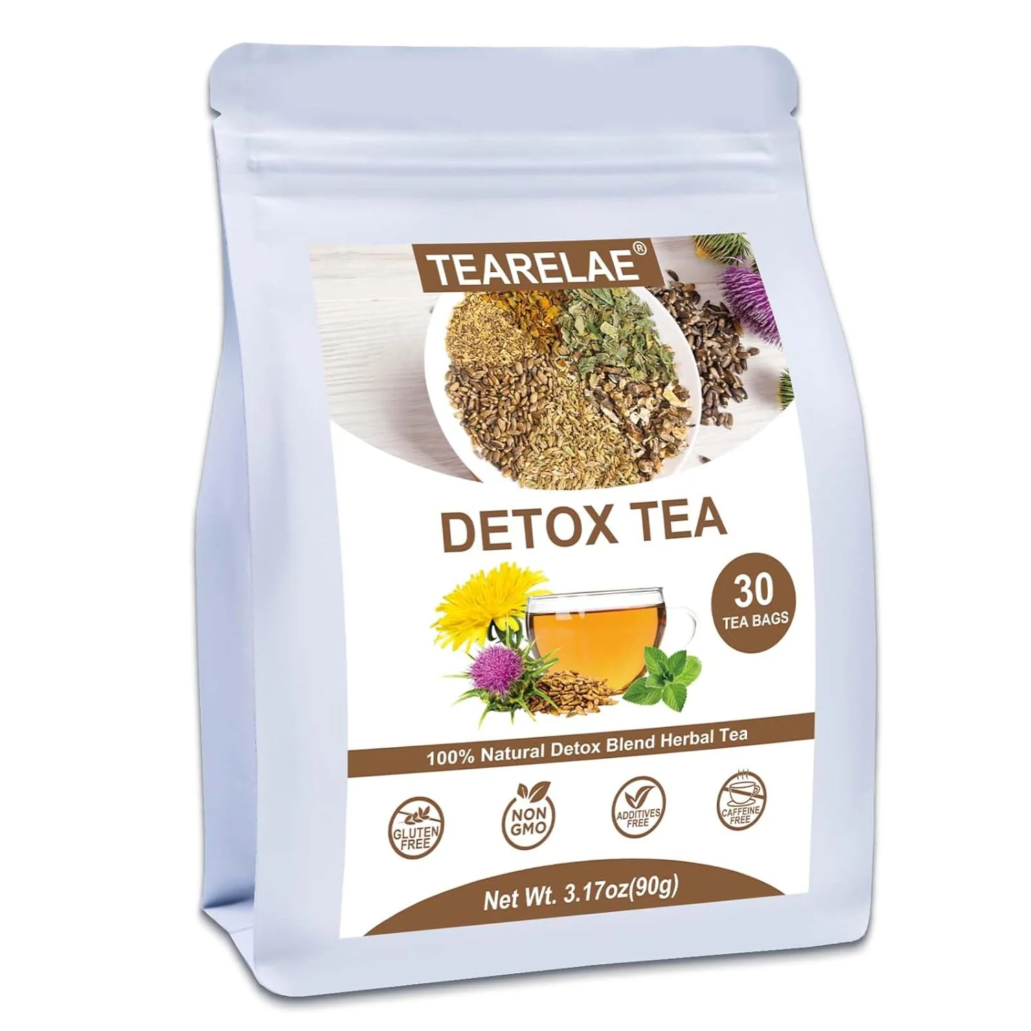 Classic Tearelae – Detox Tea 30 Count Herbal Liver Detox Tea Bag – Milk Thistle Seed Dandelion Root Licorice Root Fennel Turmeric Peppermint World-Class
