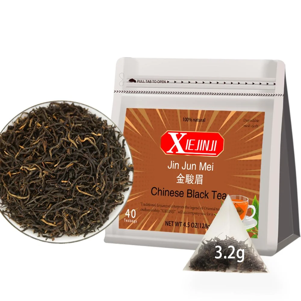 Unique Xiejinji Golden Monkey Tea – Chinese Black Tea – Jinjunmei – Premium Bud Tea – Eco-Conscious Tea Bags – 3.2g x 40 Count – Repeated Brewing Organic
