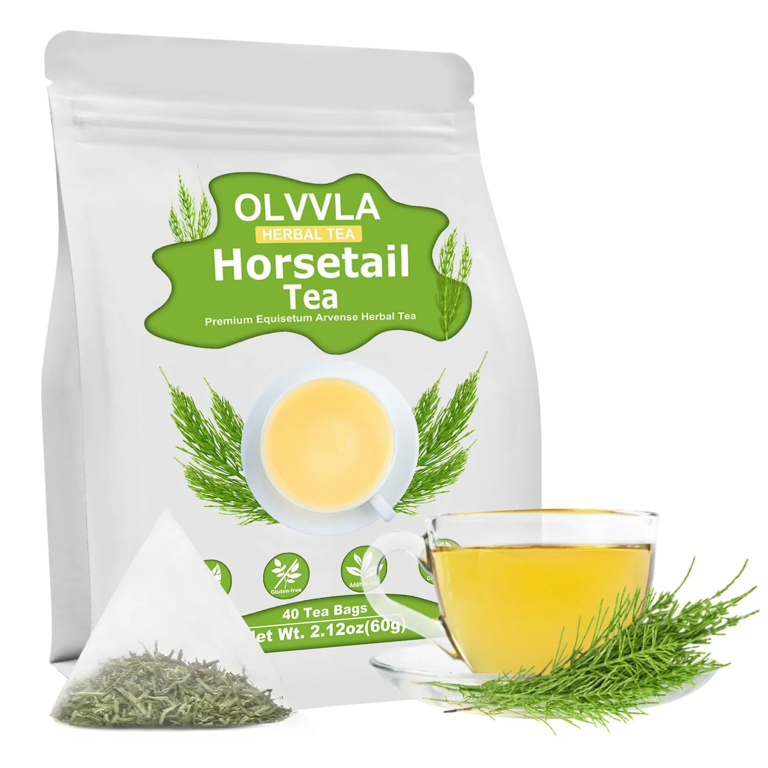 Soft Olvvla – Premium Horsetail Tea Bags – 1.5g X 40 Count – Pure Natural Horsetail Herbal Tea – Caffeine- – Non-GMO – Dried Horsetail Herb Professional