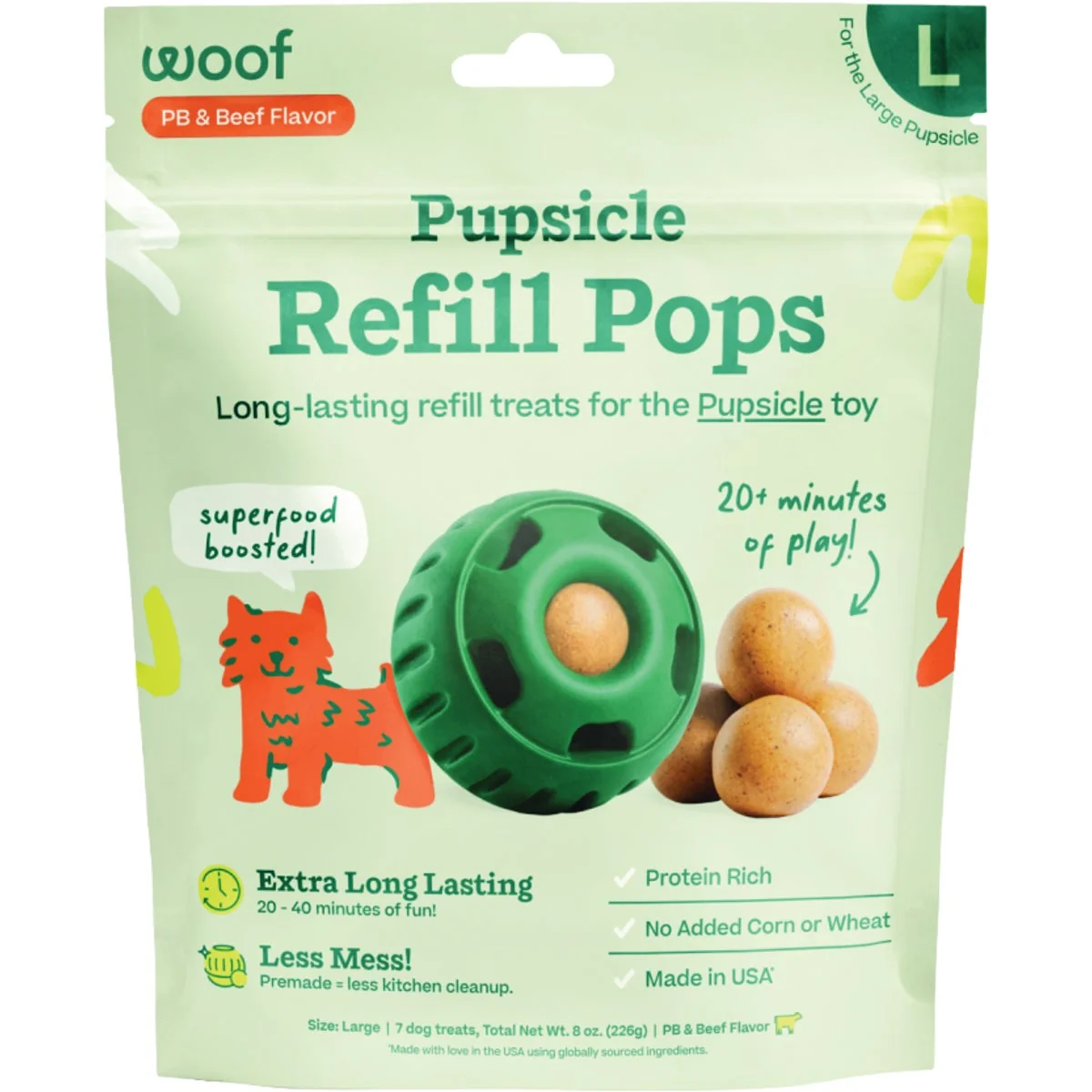 Effective Woof Pupsicle Large Peanut Butter Beef Refill Pop Treat 7-Pack Responsible