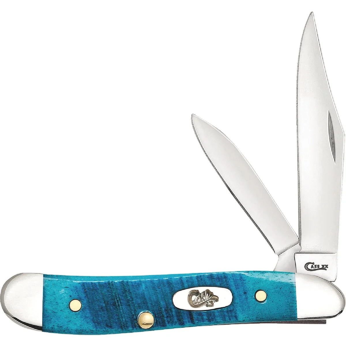 Modern Case 2.1 In. Sawcut Jig Caribbean Blue Bone Peanut Pocket Knife Functional