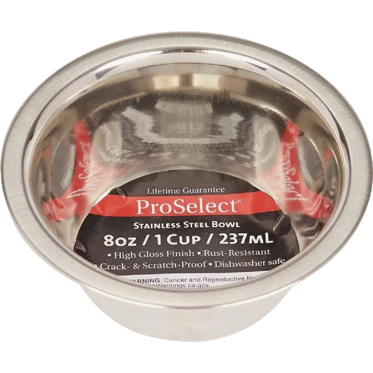 Reusable Boss Pet ProSelect 8 Oz. Heavy Stainless Steel Mirror Finish Dog Bowl World-Class