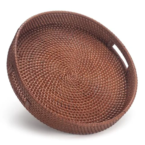 Long-Lasting 13.8 inch Round Rattan Tray Unique