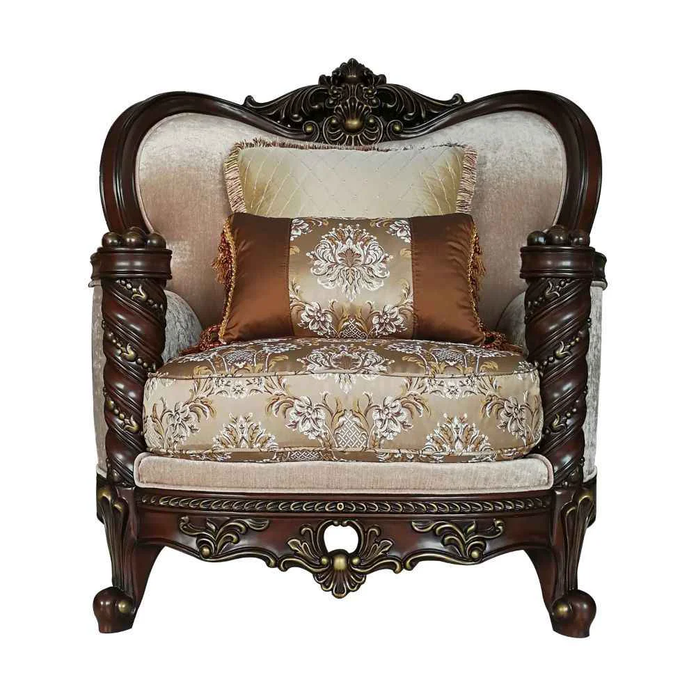Quality Devayne - Chair With 2 Pillows Same Lv01584 - Pattern Fabric Dark Walnut Outstanding