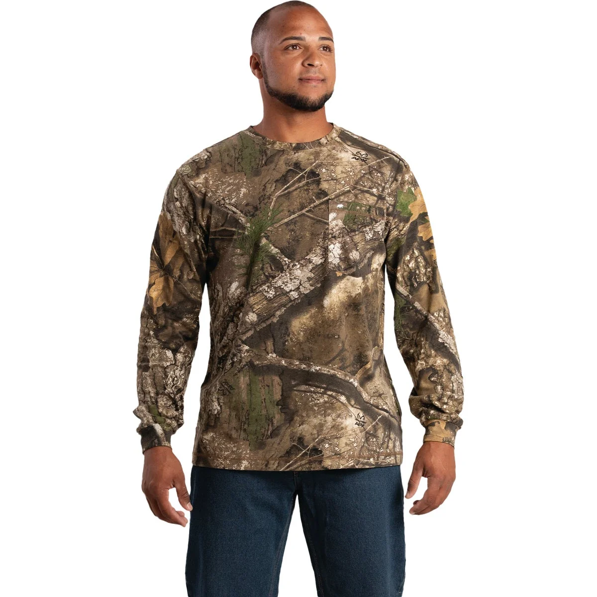 Verified Berne Men’s Medium tree Long Sleeve Pocket Performance T-Shirt Safe