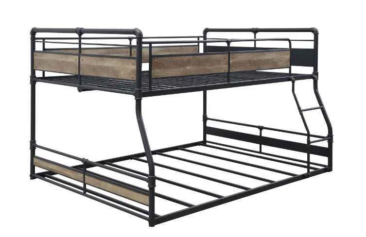Classic Cordelia - Full Queen Bunk Bed - Antique Oak Sandy Black Dark Bronze Hand-Brushed Outstanding