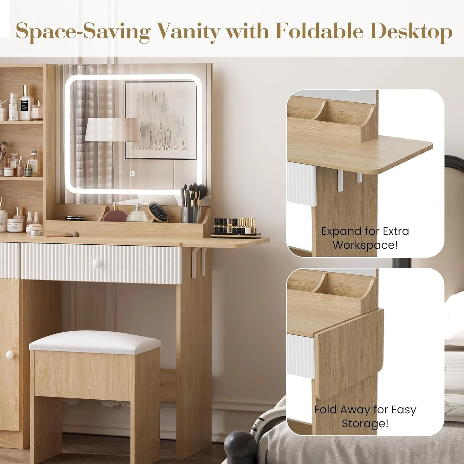 Advanced Makeup Vanity Desk With Illuminated Mirror Drawers Enhanced