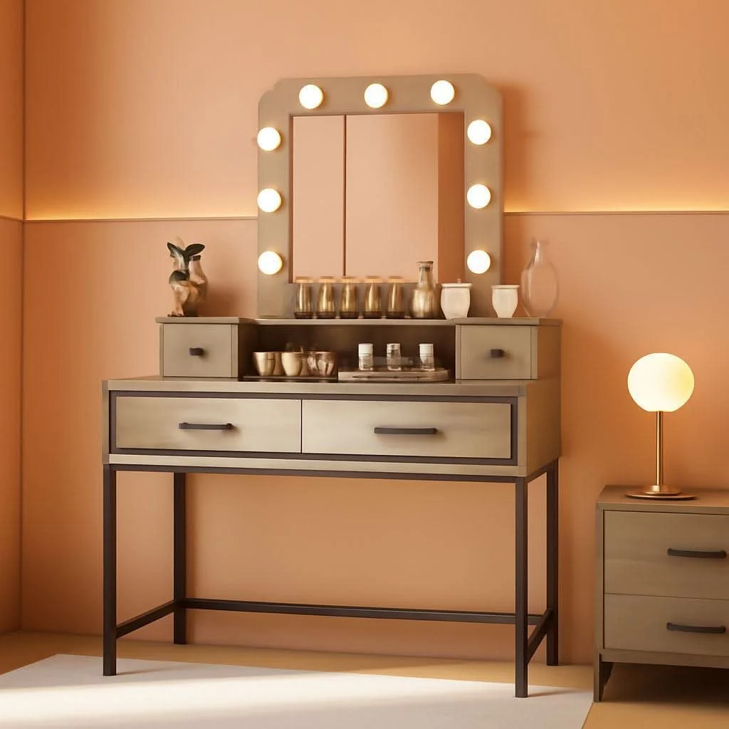 Prestigious Brown Vanity Table With Illumination Mirror Lights Innovative