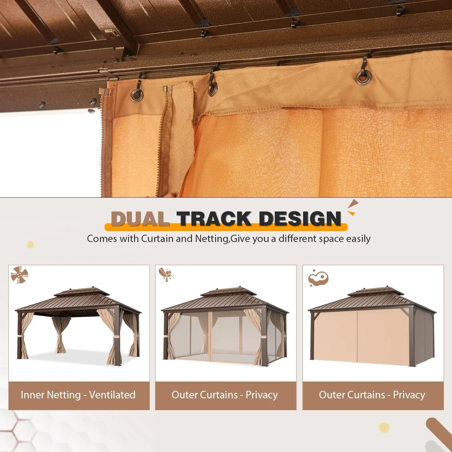 User-Friendly 10×13 Feet SolidTop Gazebo Galvanized Steel Roofing Comfortable