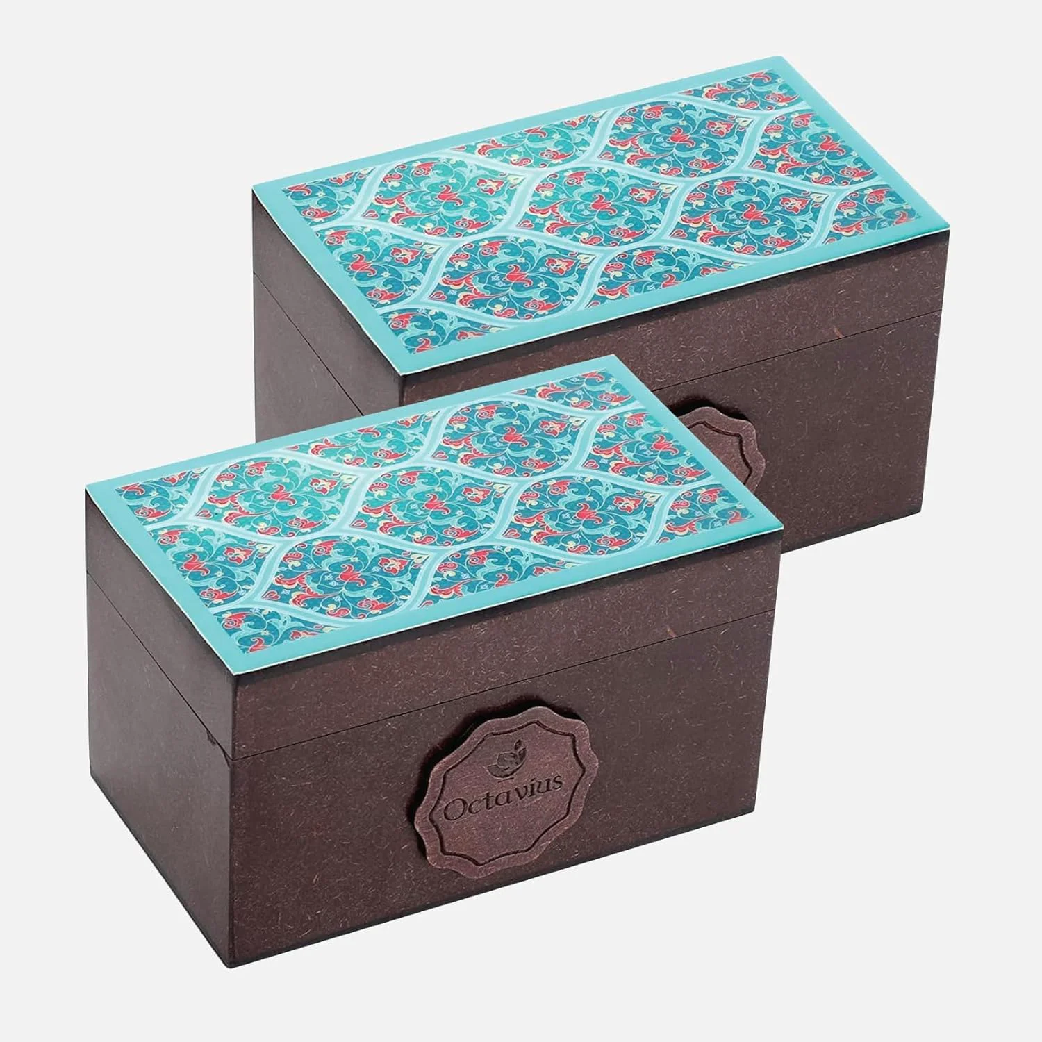 Innovative Octavius Assorted Tea Gift Set 6 Assorted Black Green Teas 30 Teabags Wooden Tea Sampler Pack w Ornate Floral Design Pack of 2 Pure