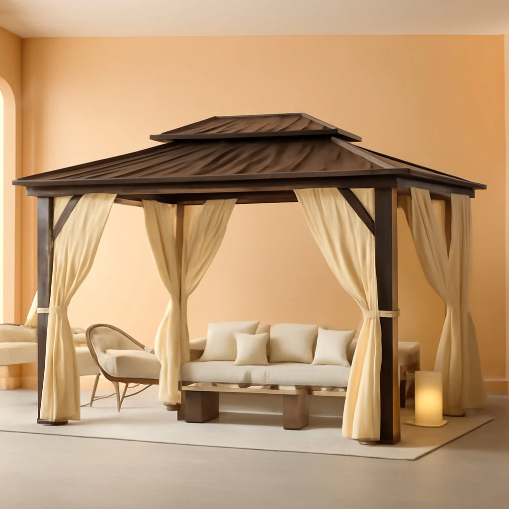 Recyclable Weather Resistant Brown 10×12 Outdoor Gazebo Structure High-End