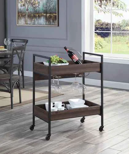 Carefully Designed Jerrick – Serving Cart – Walnut Black World-Class