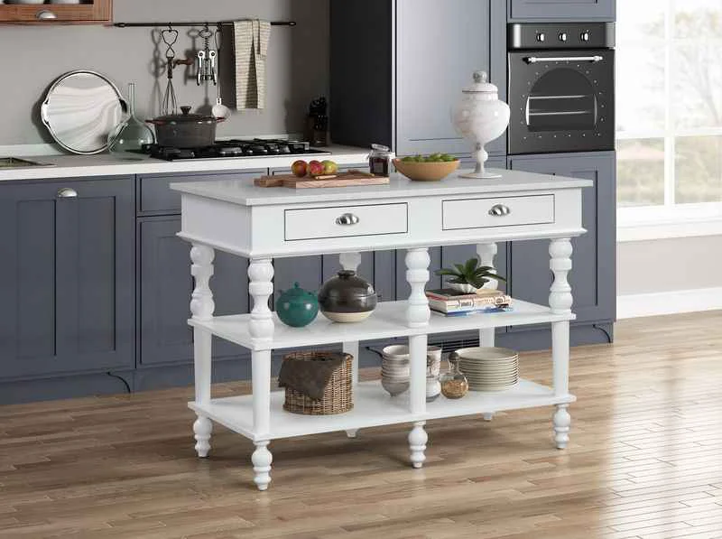 Durable Rorratt – Kitchen Island – Marble Top White Professional