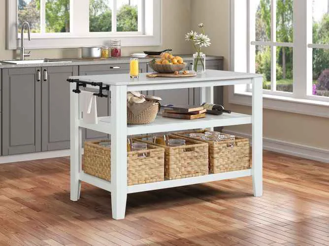 Premium Material Sezye – Kitchen Island – Marble Top White Functional