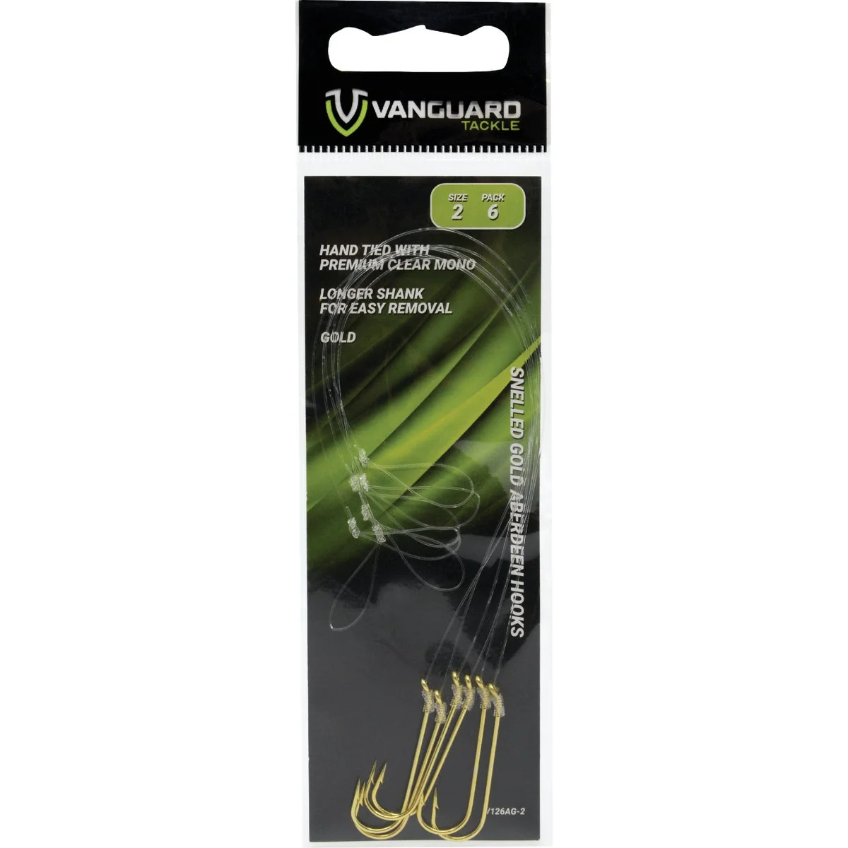 Outstanding Vanguard 4 Snelled Gold Aberdeen Hooks 6-Pack Environmentally Friendly