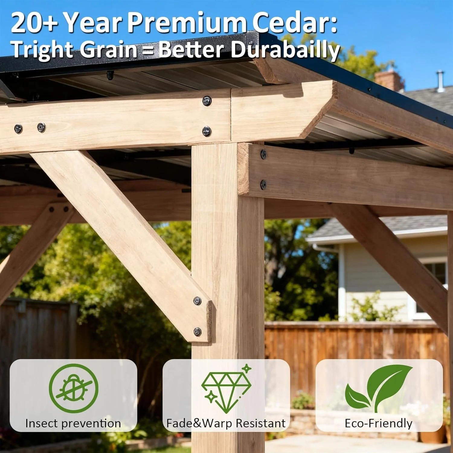 High-Quality 10×12 Cedar Gazebo Gray Weatherproof Sloped Roofing Optimized