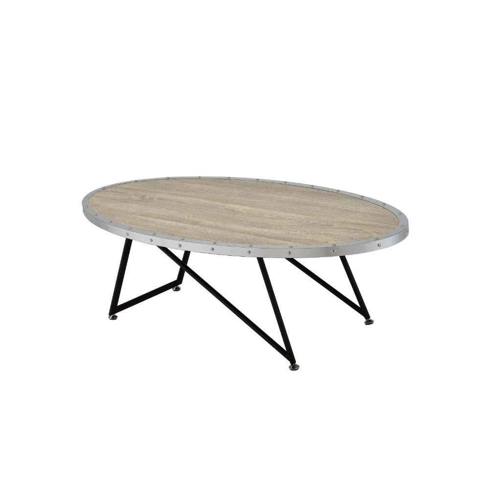 Contemporary Allis – Coffee Table – Weathered Gray Oak Metal Consistent