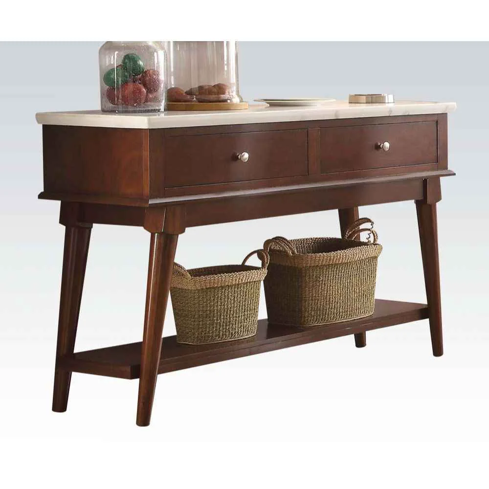 Specialty Gasha – Server – White Marble Top Walnut Trusted