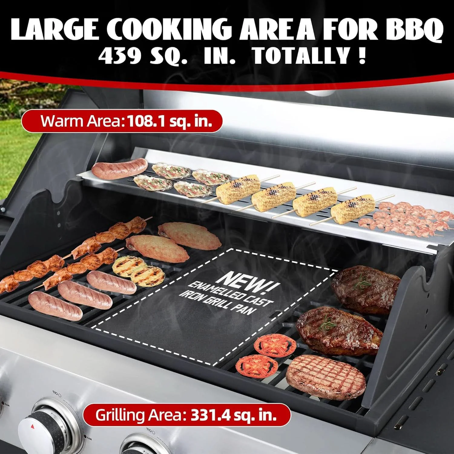 Secure Four Burner Propane Grill With Integrated Thermometer Lightweight