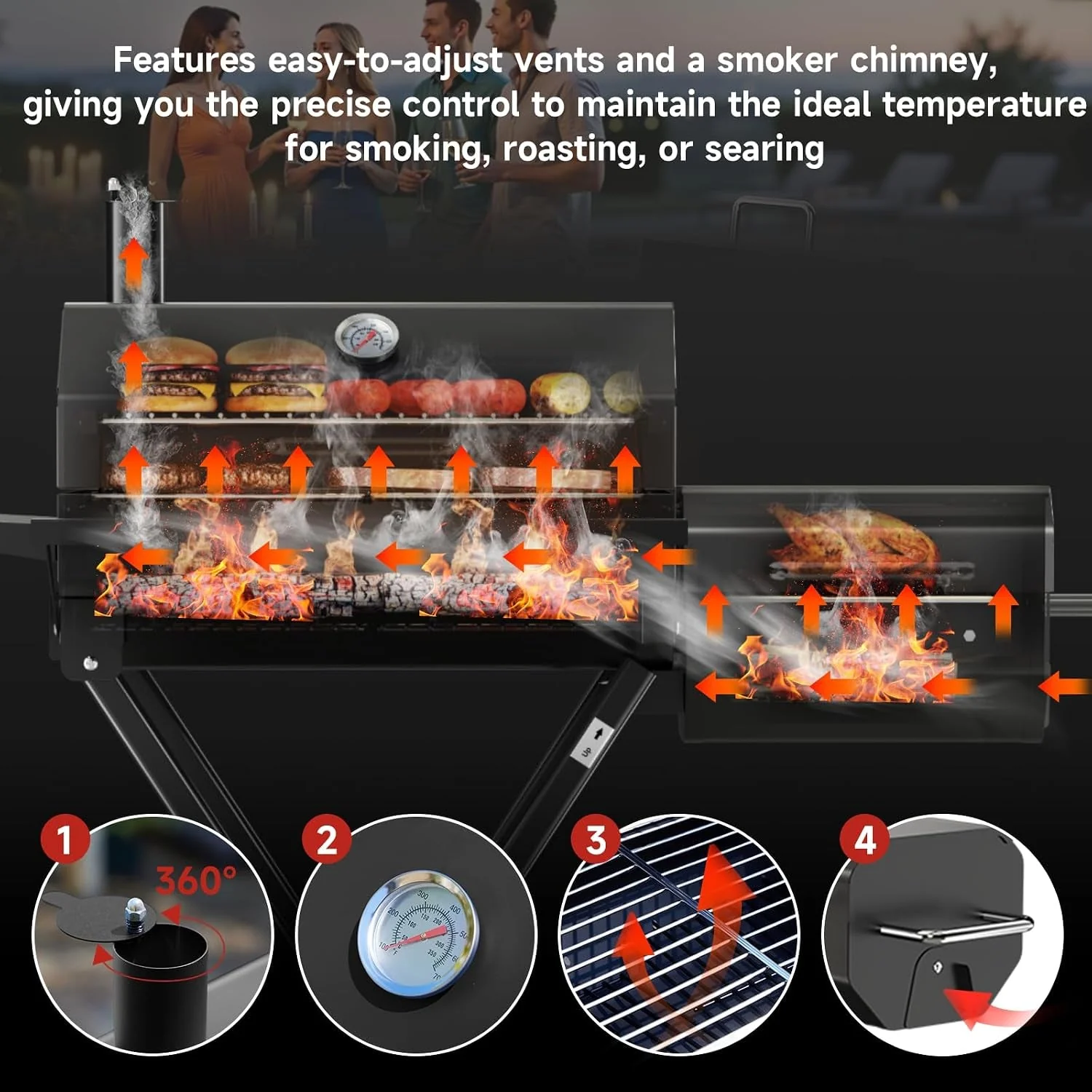 Trusted Foldable Portable Charcoal Grill With Smoking Function Exclusive
