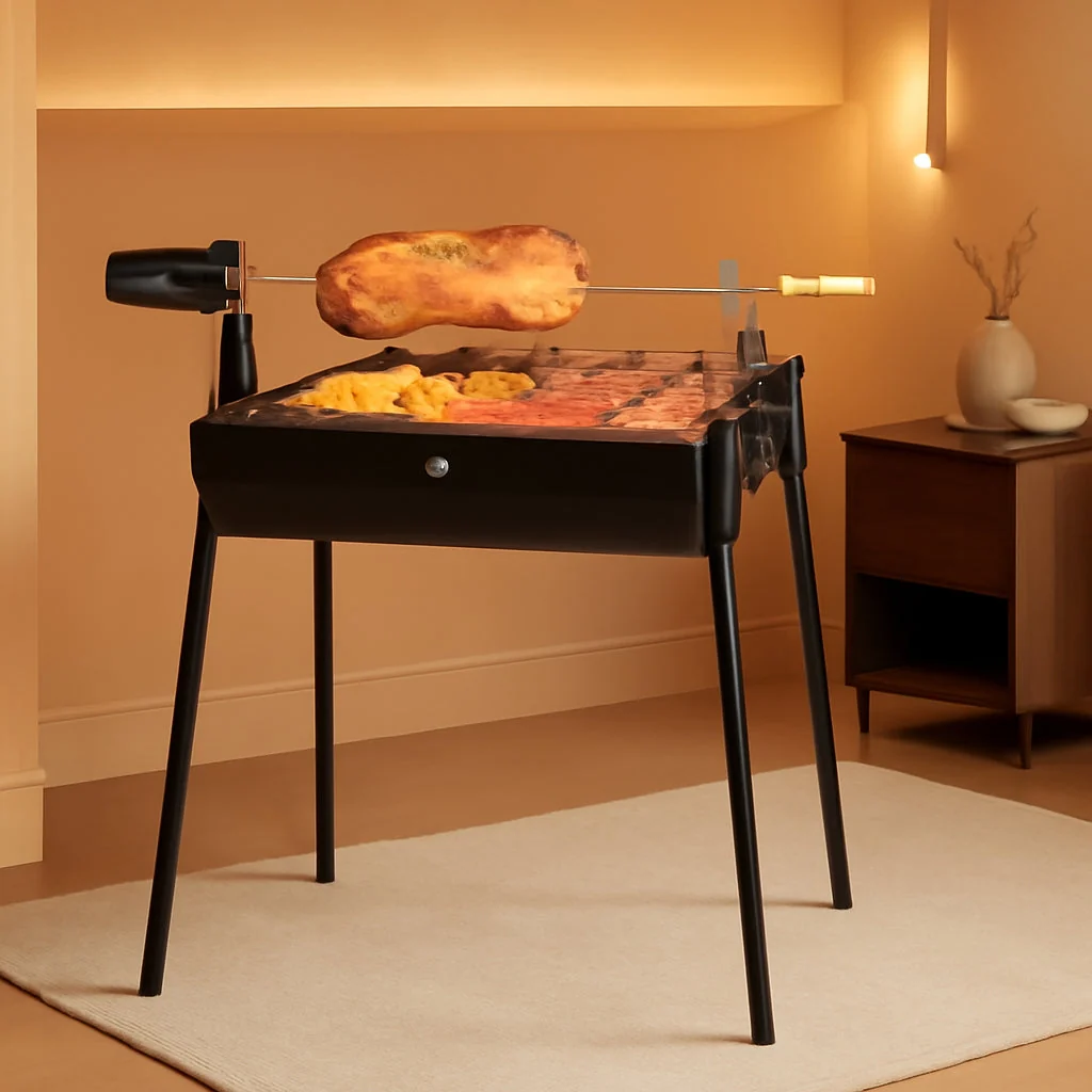 Artisan Portable Charcoal Grill With Thermometer Dual Sided Eco-Friendly