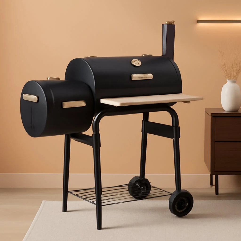 Consistent Large Offset Charcoal Smoker Grill Featuring Firebox Premium