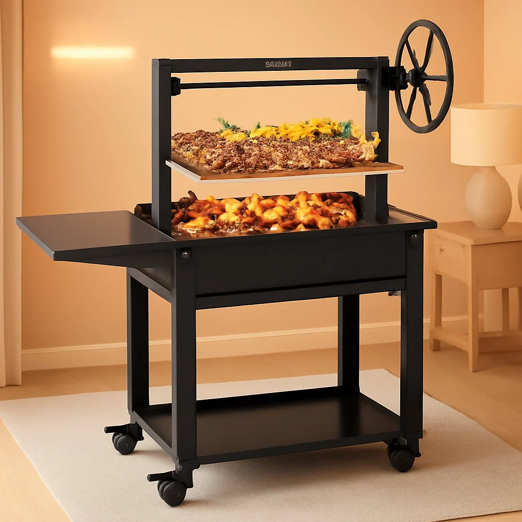 Luxury Argentine Parrilla Grill With Adjustable Height Storage Contemporary
