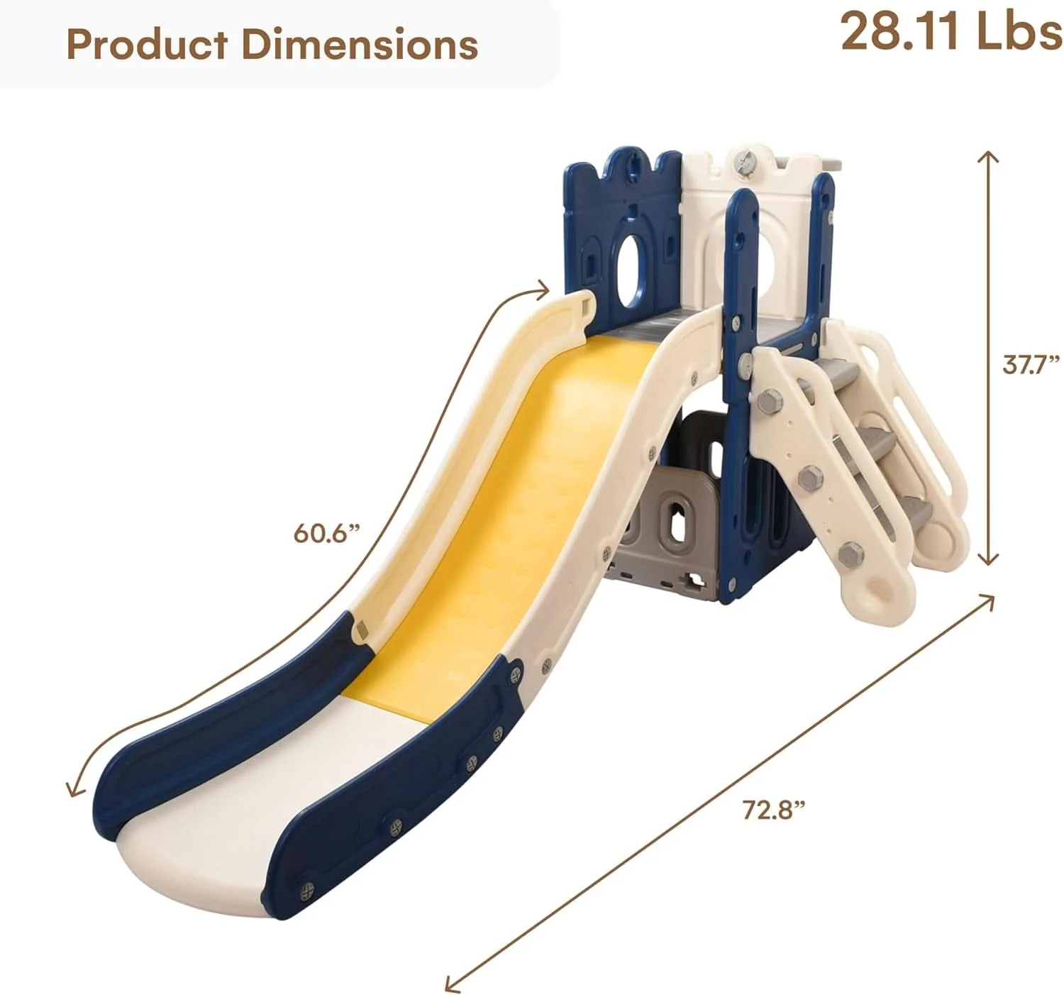 Official Toddler Playhouse With Slide standing Blue Yellow Original