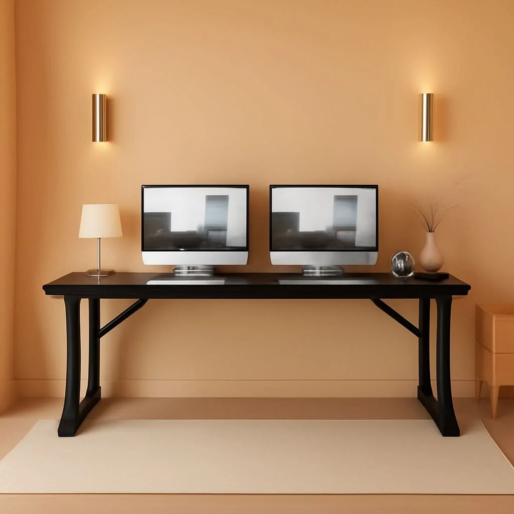 Clean 78.7 Inch Black Executive Desk Home Office Computer Desk Traditional