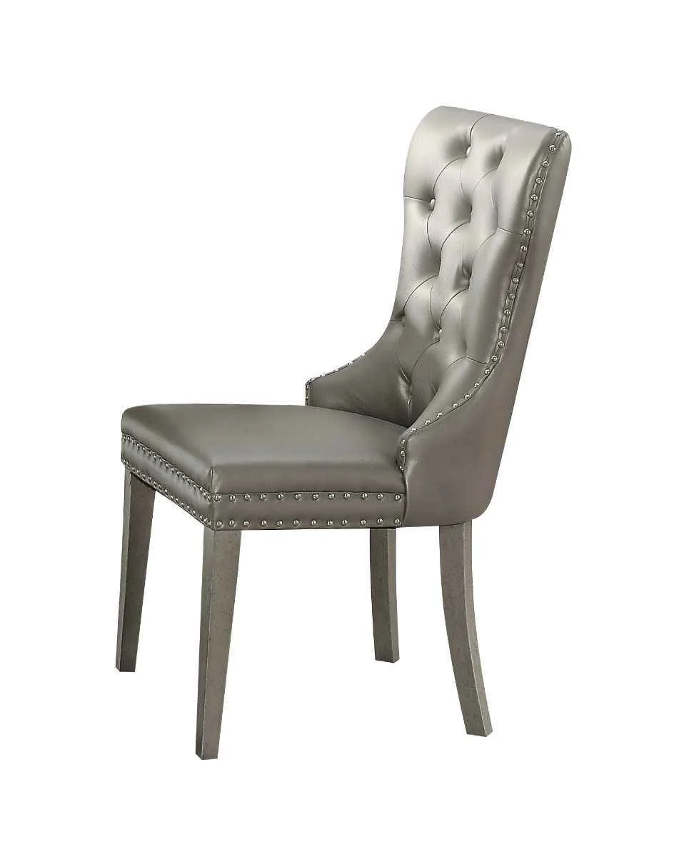 High-End Kacela – Side Chair Set of 2 – Champagne Synthetic Leather Champagne High-Quality