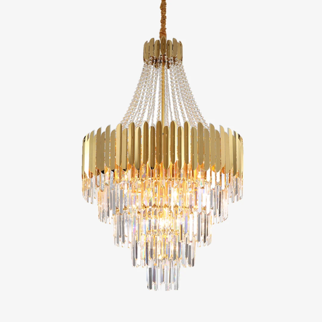 First-Class Layered Golden Crystal Chandelier World-Class