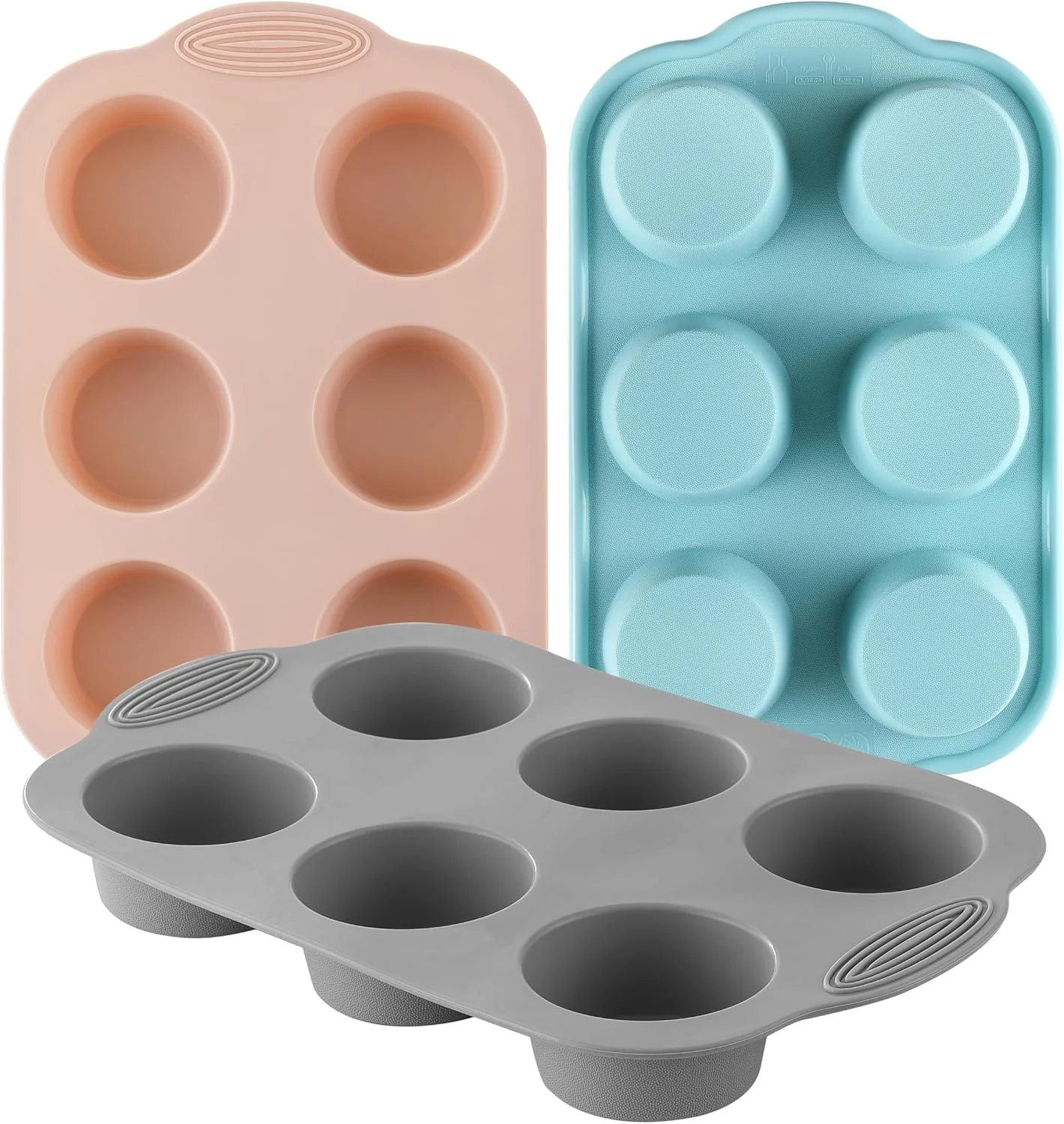 Consistent XZZWLL 3 Pack Silicone Muffin Pan 6 Cup Nonstick Cupcake Molds for Baking Sophisticated