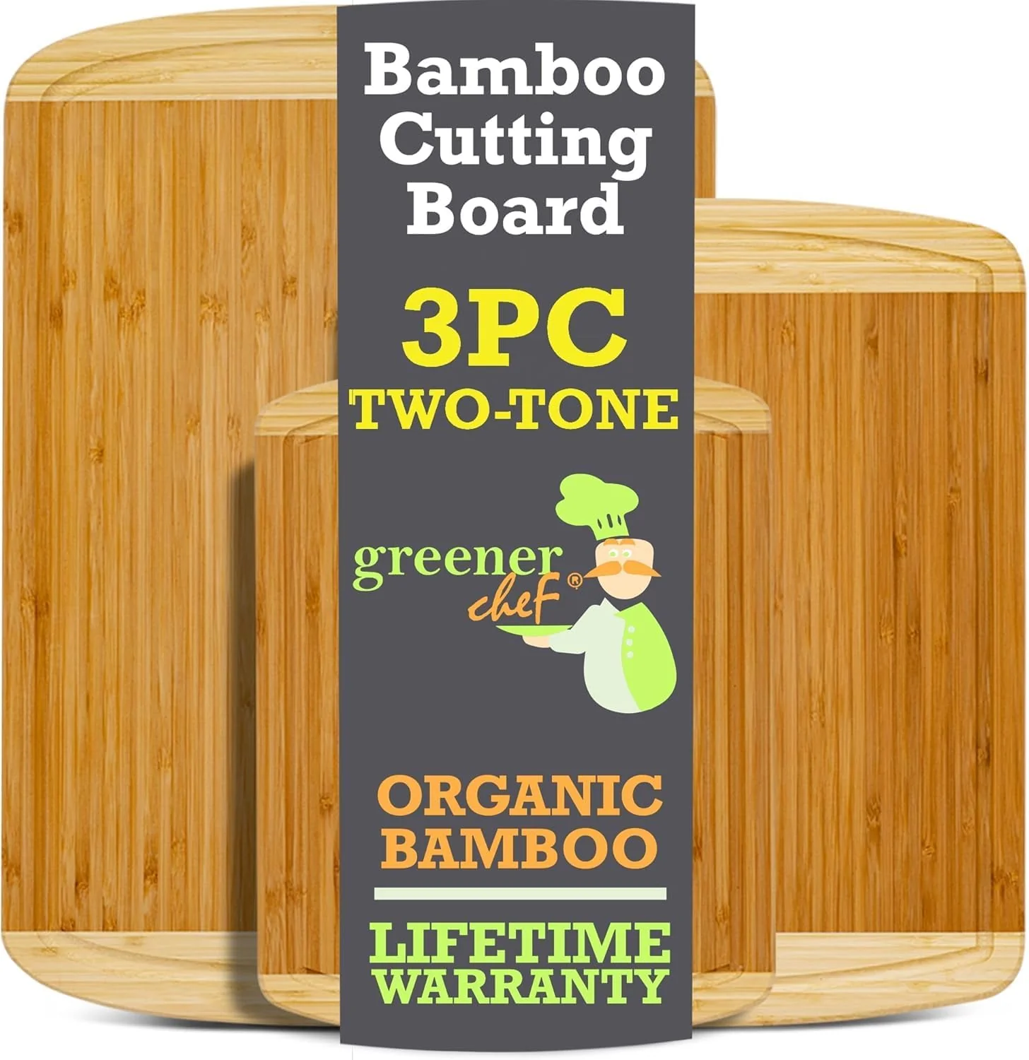 Comfortable FSC® Extra Large Bamboo Cutting Board Set Organic Wood Cutting Boards for Kitchen with 67 Larger Surface Recyclable