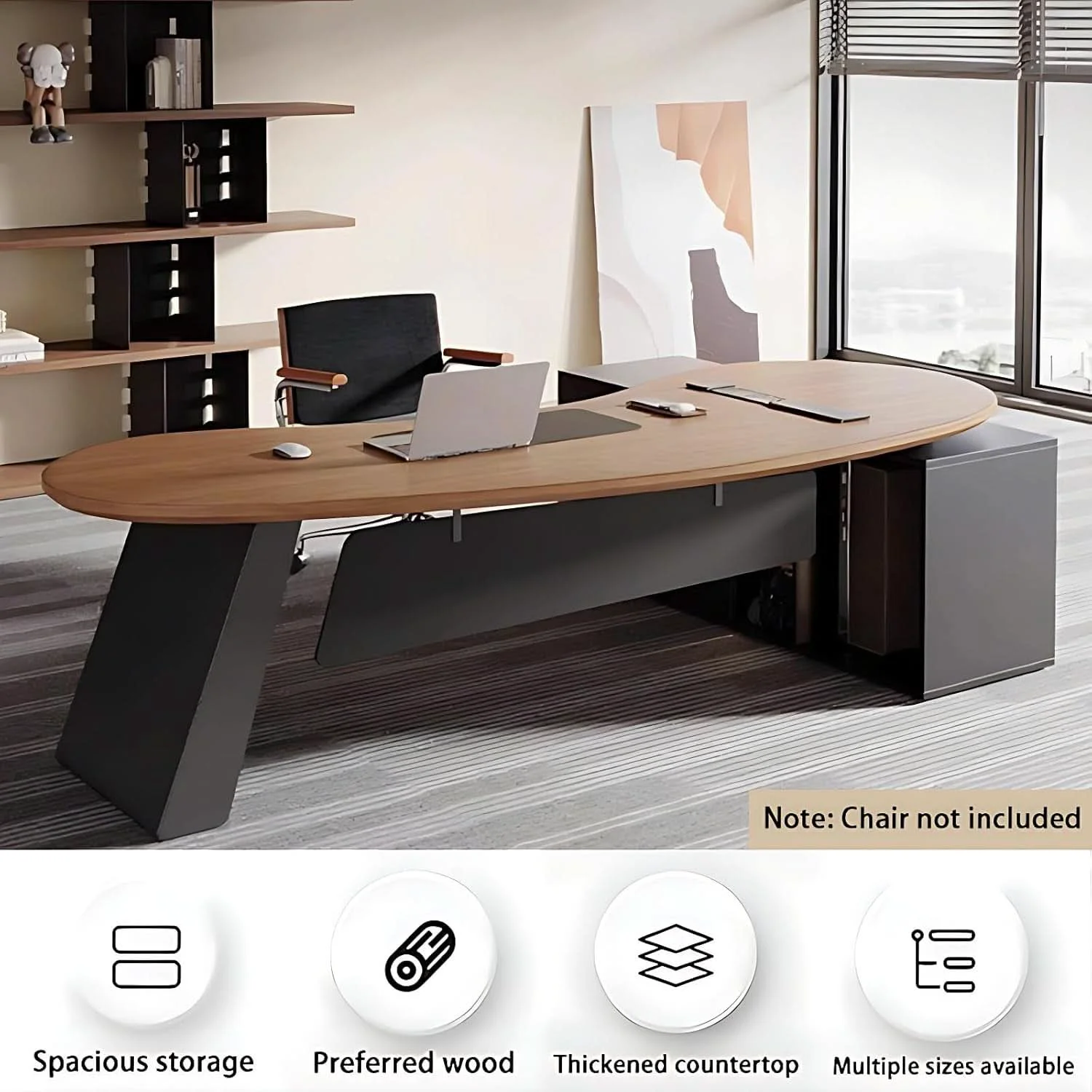 Efficient L Shaped Desk With Solid Wood 80 Inch Executive Work space Desk Green