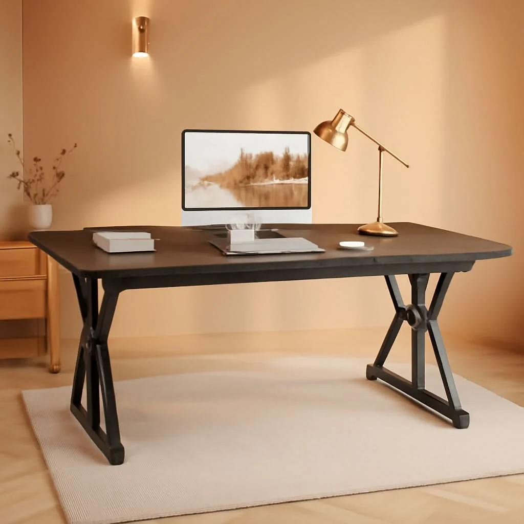 Reliable 70.8 Inch Large Executive Desk Black Oak Wood Office Desk Innovative