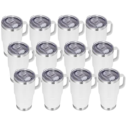 Trendy 20 oz Tumbler Bulk with Handle Lid and Straw 12 Count Solid