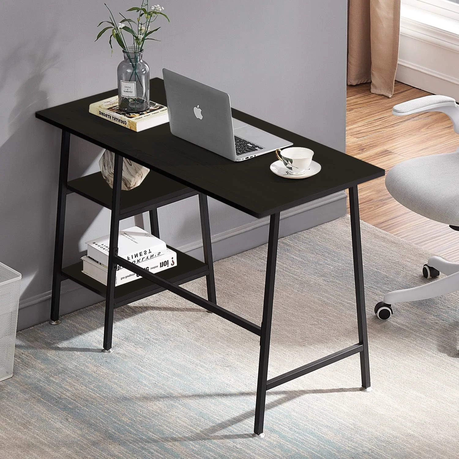 Consistent FortyThreeInch Industrial Versatile Desk With Shelves Lightweight