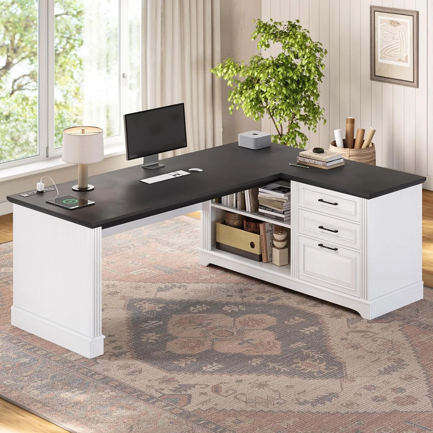 Reusable Executive L Shaped Desk With Multifunctional Outlets Versatile